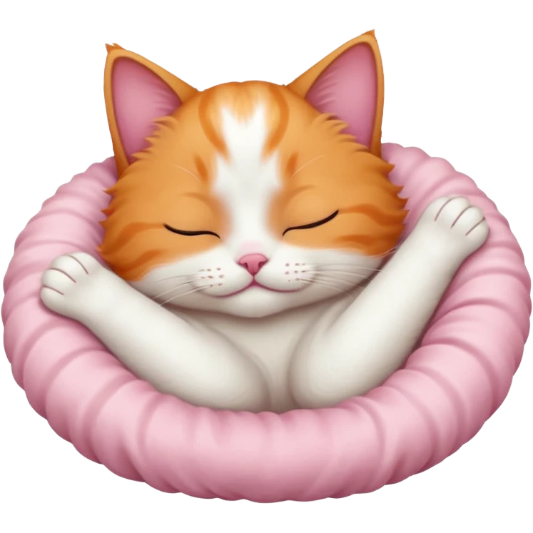 ginger and white small cat curled up with head upside down with eyes closed emoji