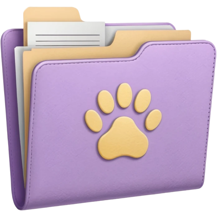 a pastel folder of documents with a pawprint on it emoji