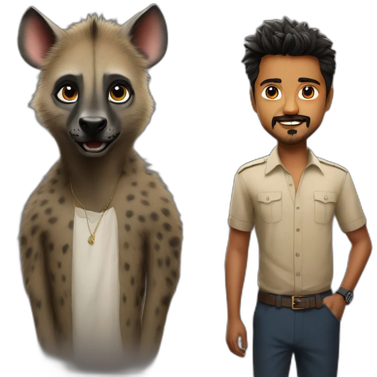 hyena and thalapathy vijay from the tamil movie leo emoji