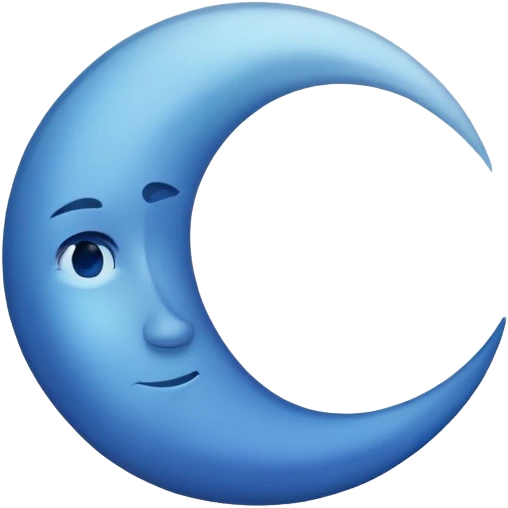 a blue half moon emoji
