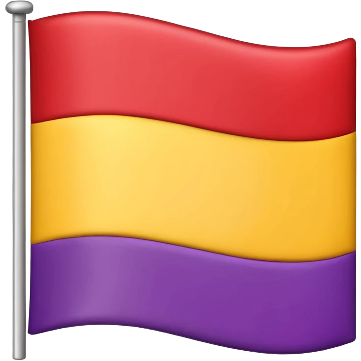 Un emoji de una bandera con tres franjas horizontales iguales, la de arriba roja, la del medio amarilla y la de abajo morada emoji