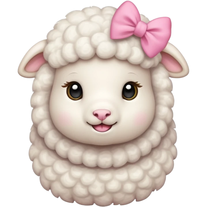 little white lamb with pink bow emoji