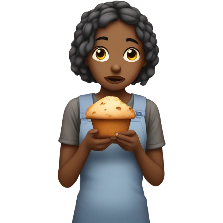 Sad girl with muffin emoji