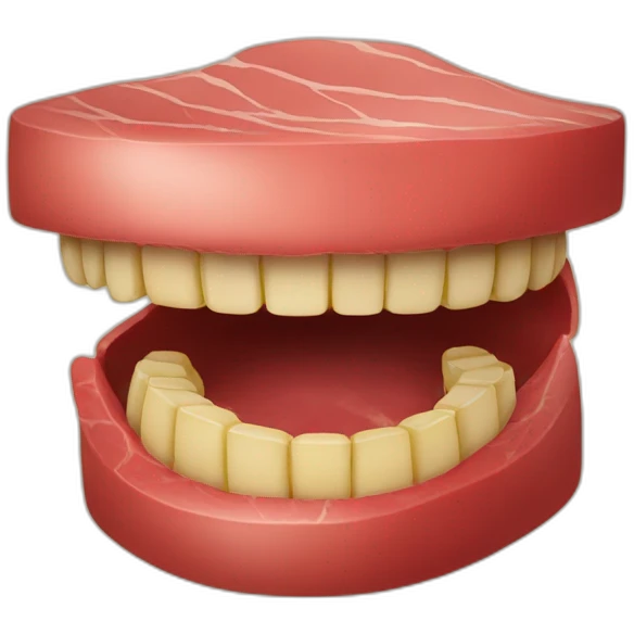 mouth chewing steak emoji