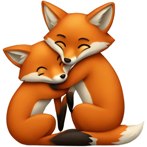 Two fox hugging emoji