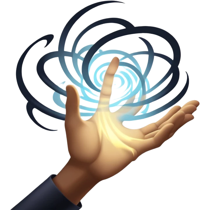 shadow magic swirling around a hand, mysterious anime power emoji