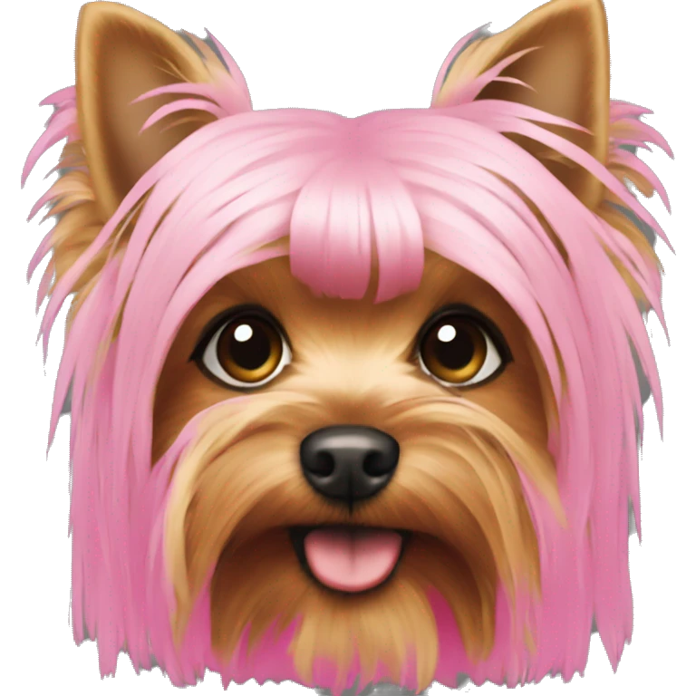 Yorkie dyed pink emoji
