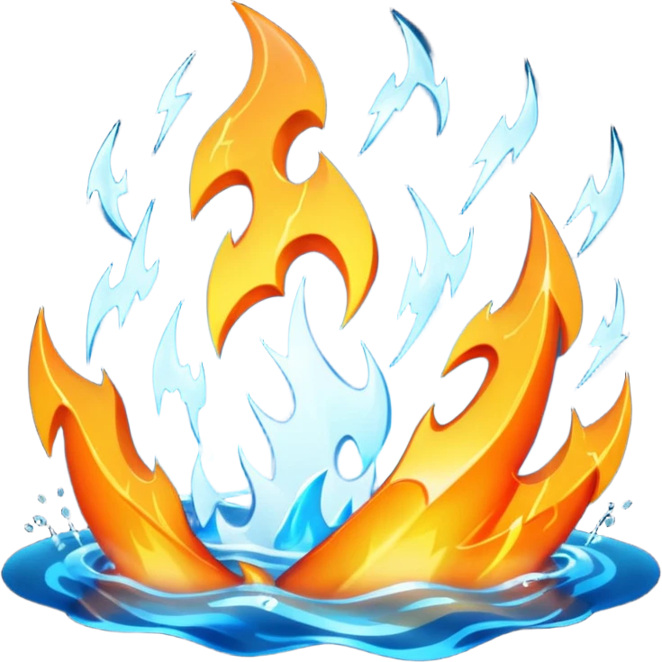 Fire water, and lightning in the middle emoji