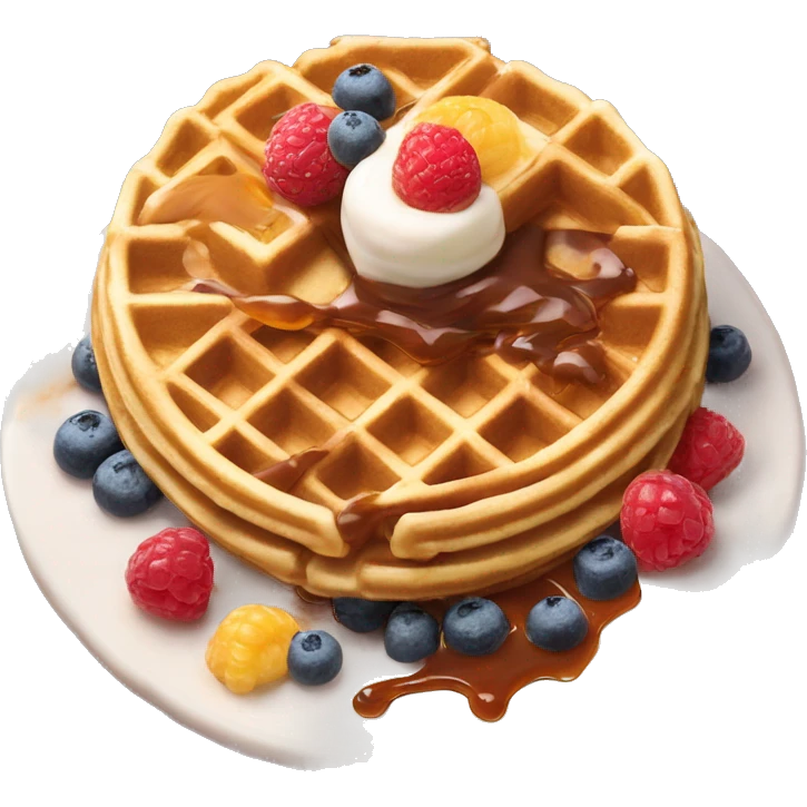 Waffle, Hong Kong with fruits caramel and some sweets  ￼￼ emoji