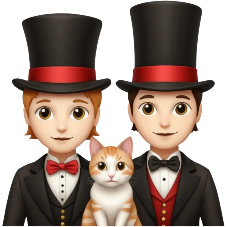 magician couple and their pet cat emoji
