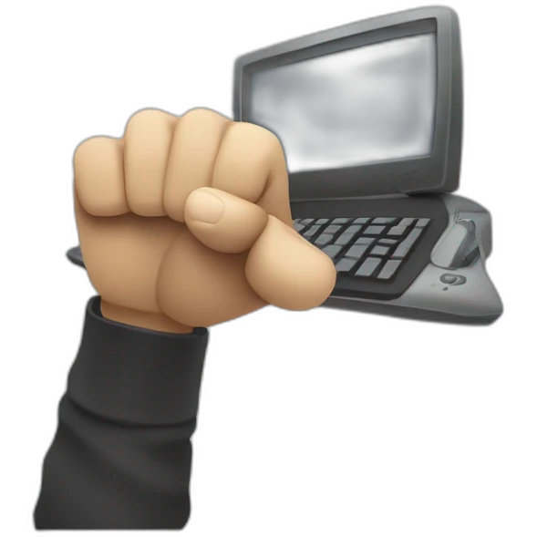someone slamming a computer keybaord with their fist emoji