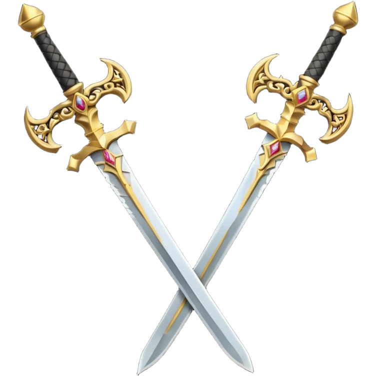 Two Golden royal swords with gold blades and gold handel emoji