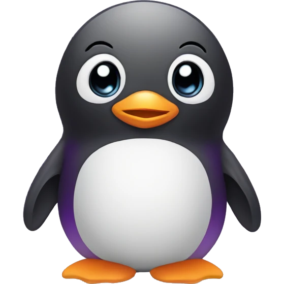 cute baby penguin as a chatbot in purple color emoji