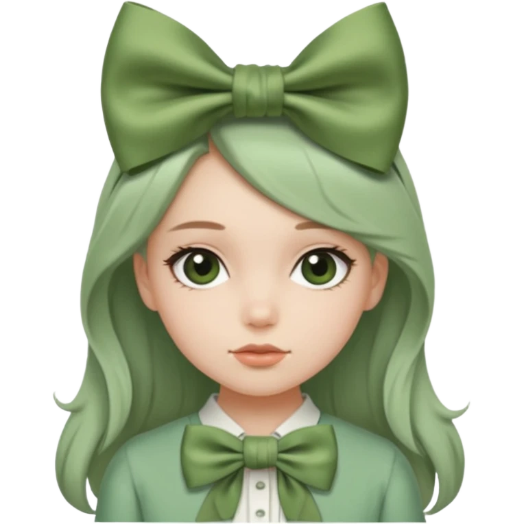 girl with sage green bow emoji