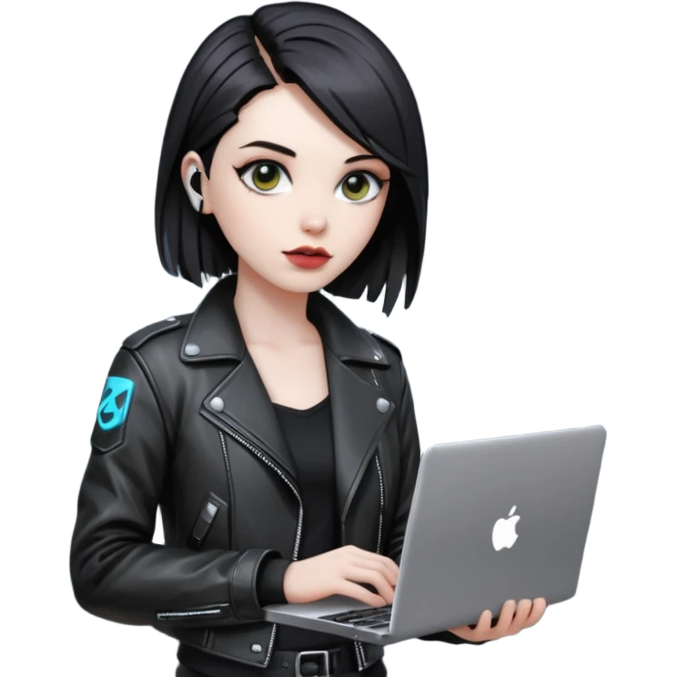 cyber punk holding laptop emoji