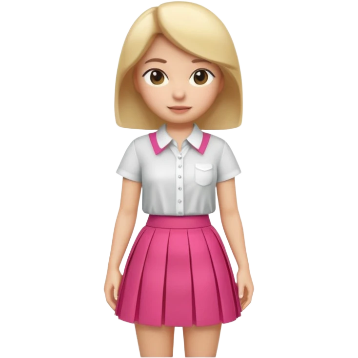 A 3D cartoon outfit with a blouse and skirt arranged together, clean background, natural light, realistic Memoji-style look. emoji