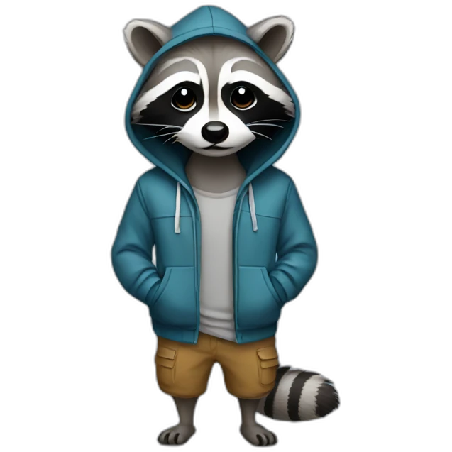 Raccoon wearing a hoodie emoji