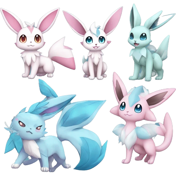 Sylveon-Bunny-Glaceon-Vaporeon-Pokémon full body emoji