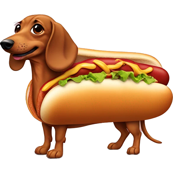 Weiner dog in hot dog costume emoji