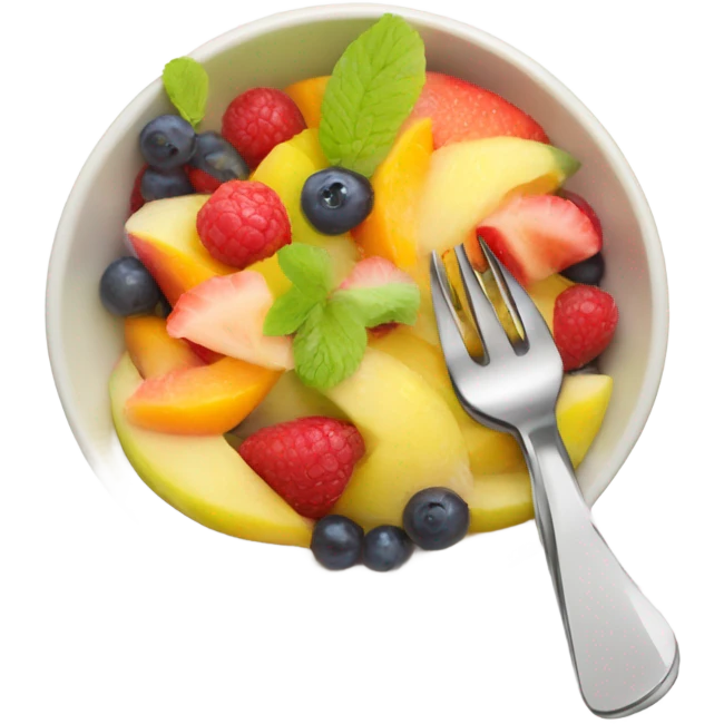 Fruit salad with a fork sticking out of it  emoji