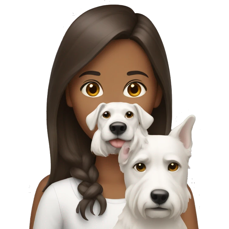 Brunette girl with white dog emoji