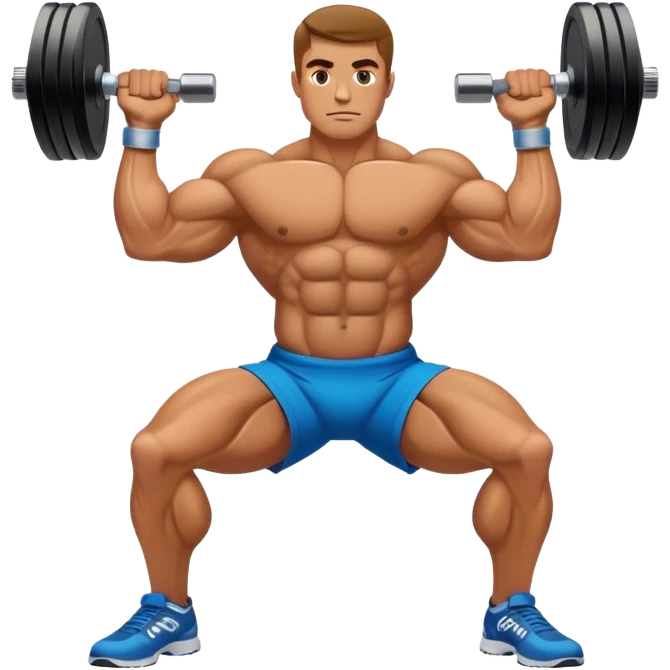 side-view bodybuilder dumbbell lunges emoji