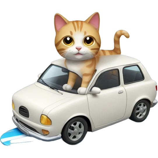 cat with surfing car emoji
