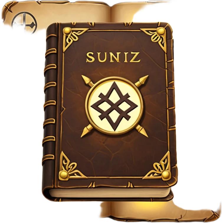 Spell Book – Old leather book with glowing runes and bookmarks emoji