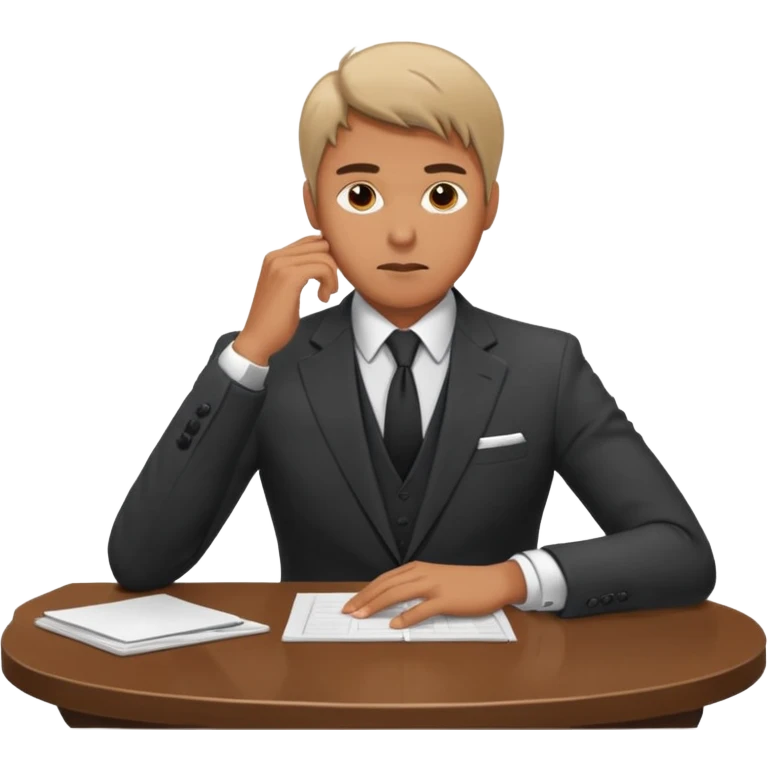 man at table, theatrical dramatic posture, working hard emoji