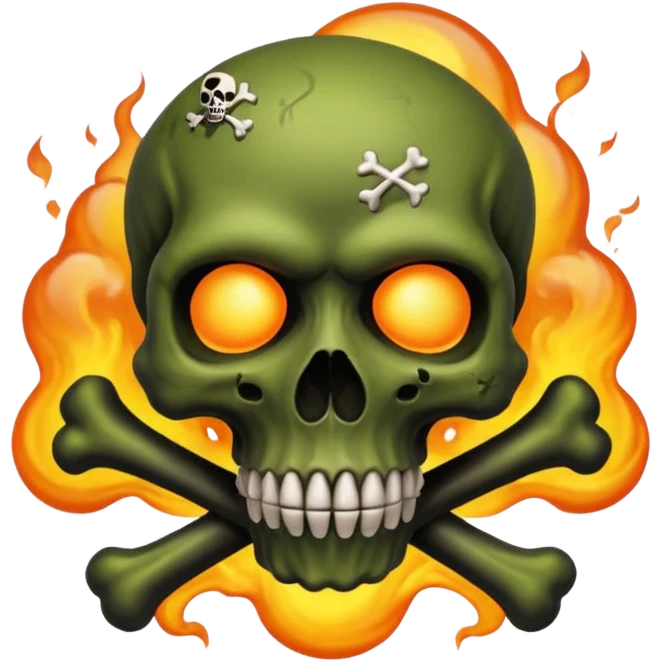 a poisonous cloud of gas, dark swamp color, with an image of a skull and two crossed bones behind the skull emoji