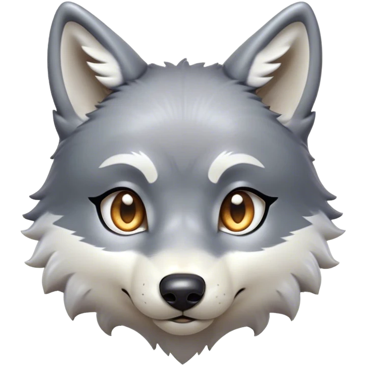 Cinematic Cute Wolf Portrait Emoji, Head tilted playfully and inquisitively, featuring a lustrous grey and white Fur with a wild, natural sheen, round, sparkling eyes filled with curious mischief, Simplified yet irresistibly adorable features, highly detailed, glowing with a warm, friendly glow, high shine, affectionate yet spirited, stylized with a touch of wilderness whimsy, bright and endearing, soft glowing outline, capturing the essence of a mischievous yet loving wolf, so playful it feels like it could bound out of the screen and into your arms! emoji