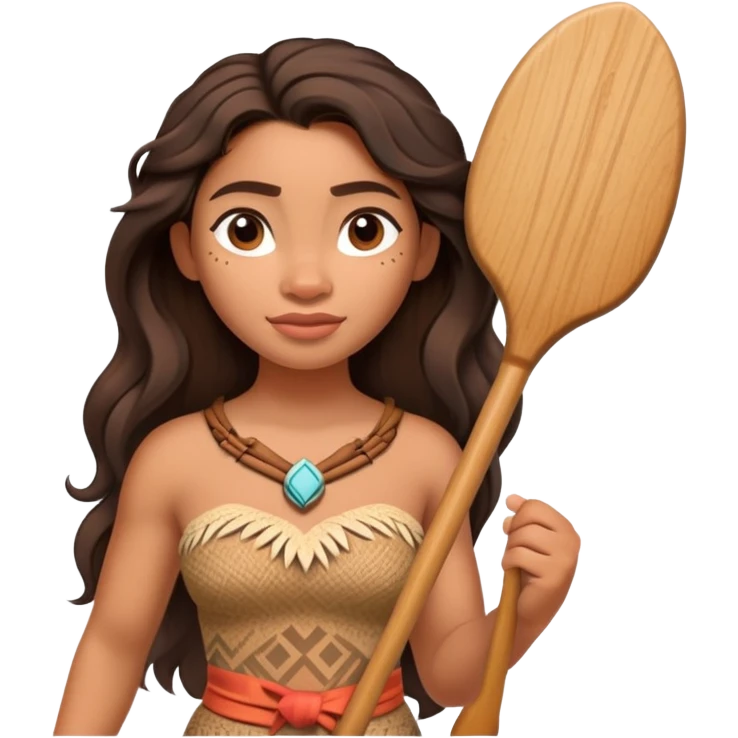 Moana standing holding a paddle emoji