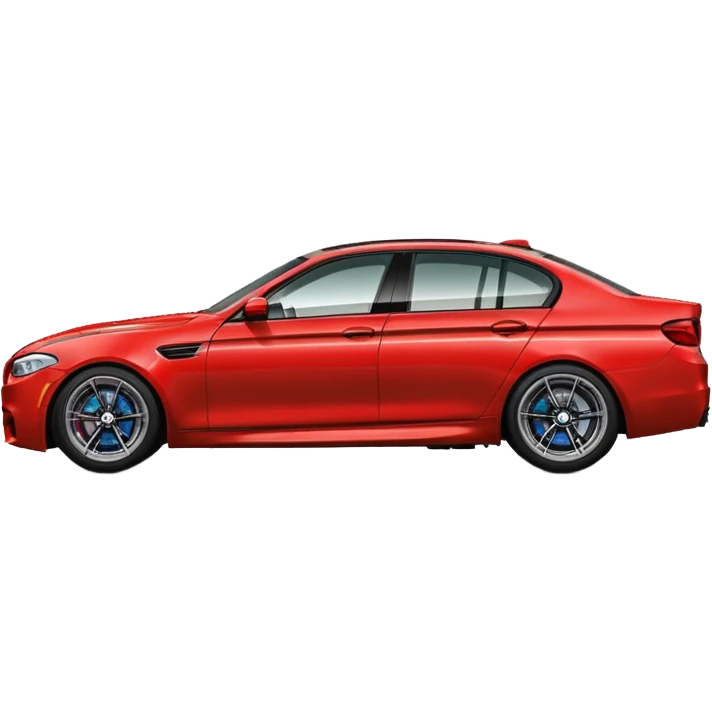 black BMW F10 M5 side profile, simple and rounded, cartoonish, matching the style of the red car iOS emoji emoji