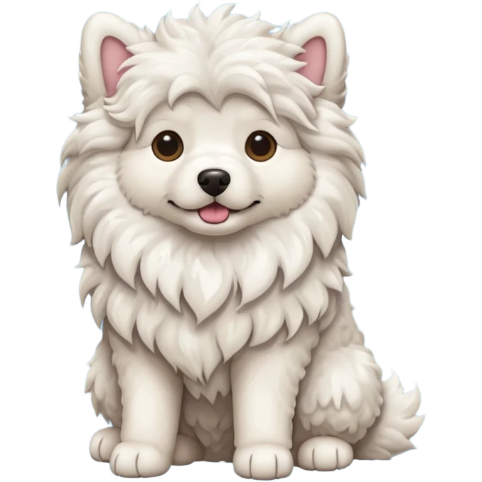 A fluffy dog. Full body. emoji