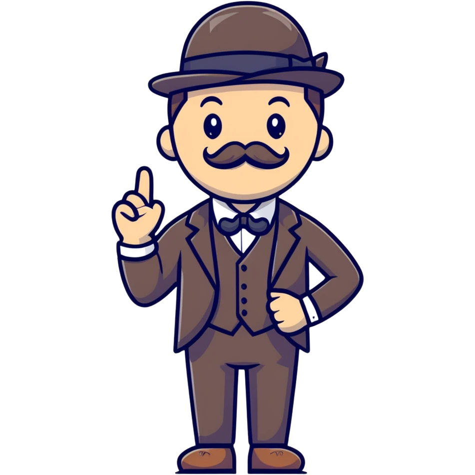 A British man with a bowler hat and mustache saying "Okay Buddy" emoji