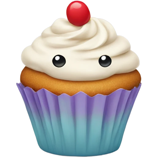 Cupcake with a face emoji