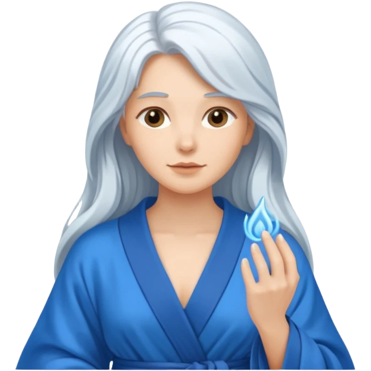 long white haired woman in blue robe emoji