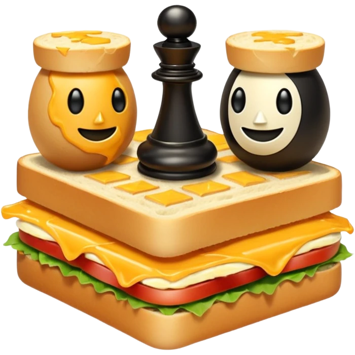 Chess pieces boxing on an egg sandwich emoji