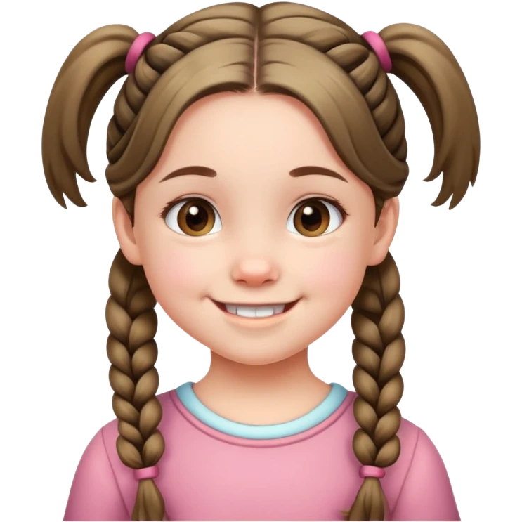 Little girl with pigtails and a cute smile emoji