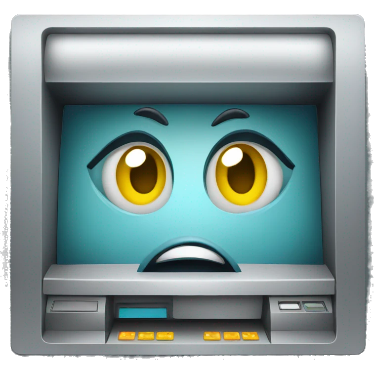 ATM machine with crossed eyes emoji