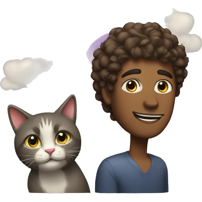 a man with a cat and a rainbow on his hair  emoji