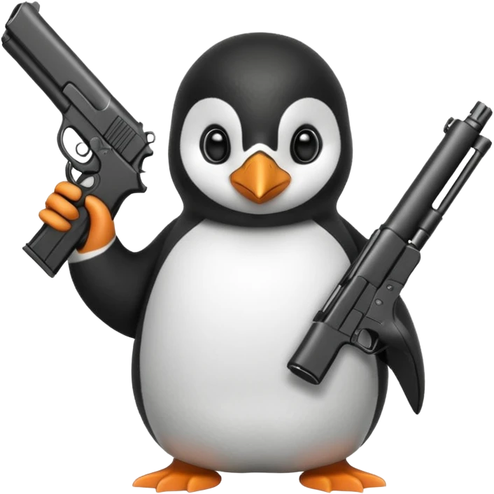 Penguin with a gun emoji