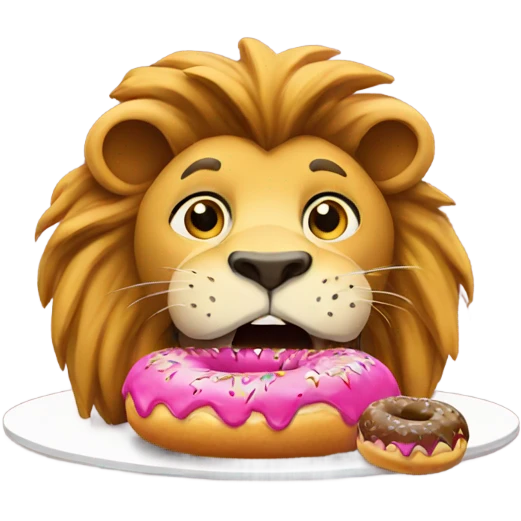 Lion eating donut emoji