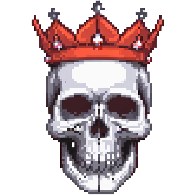 red and black skull with crown emoji