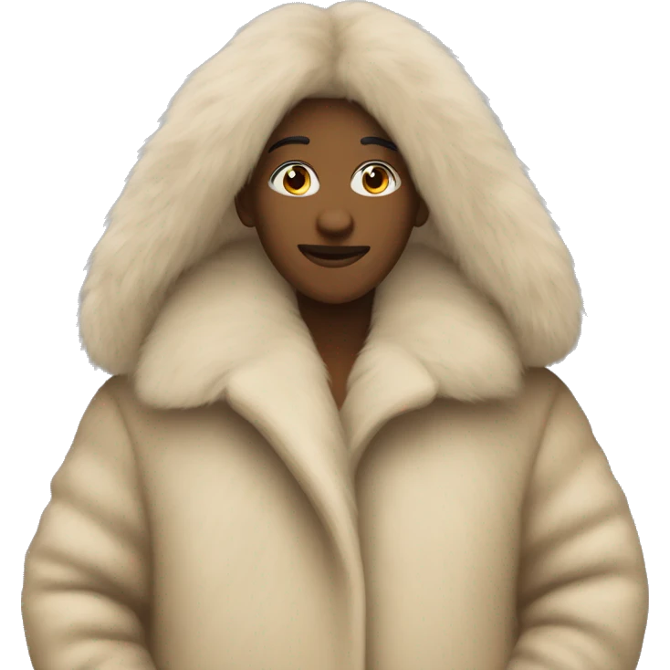 Long beige fur coat emoji