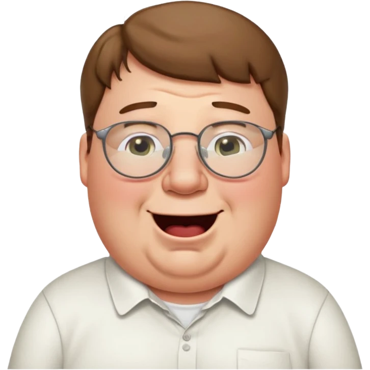 peter griffin with glasses as a laughing crying emoji in Midjourney style with a white shirt emoji