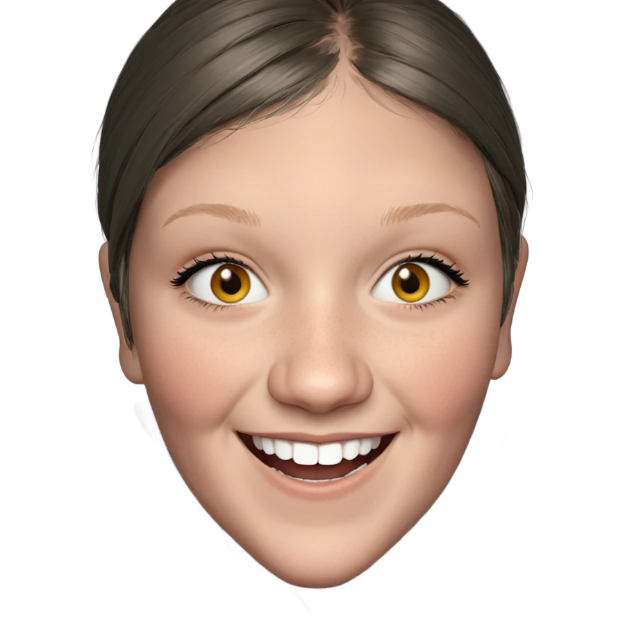 smiling girl in grey hoodie emoji