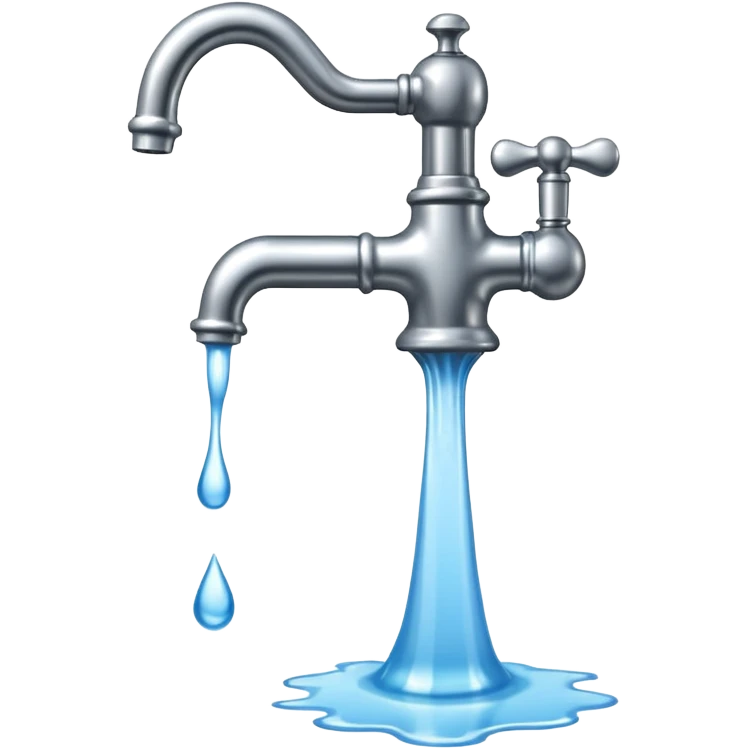 
water pouring from an OLD tap, 1980 emoji