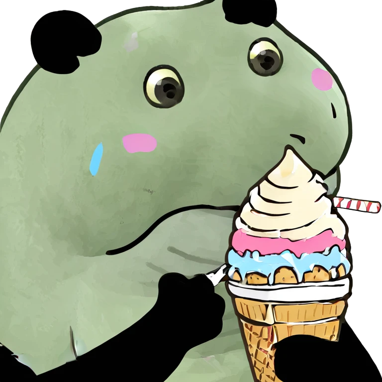 Panda eating ice cream emoji