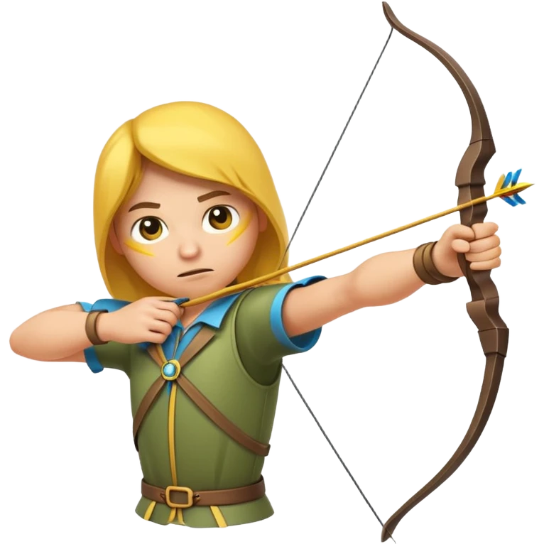 straight-faced, concentrated yellow emoji archer drawing a bow emoji